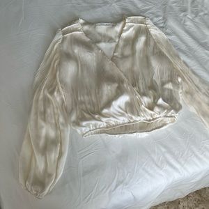 ASTR The Label Pleated Wrap Silk Top